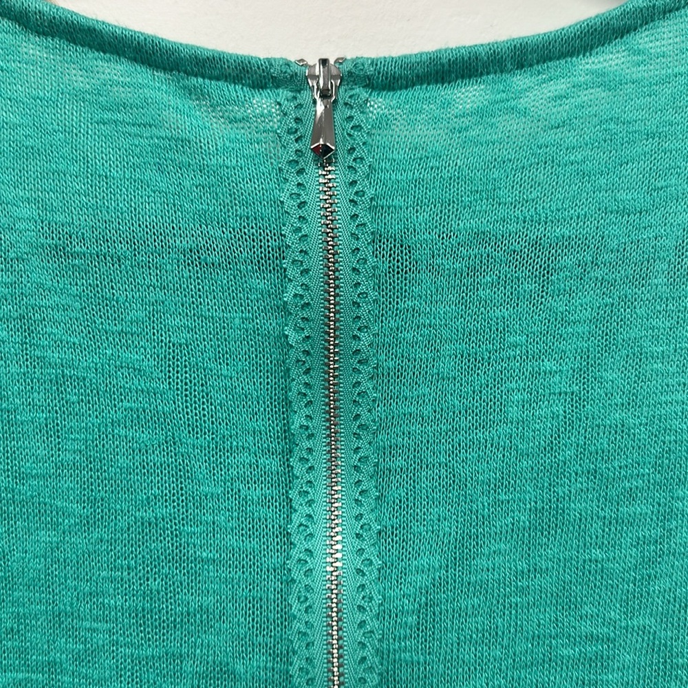 Soft surroundings teal knit zip back sweater M - Picture 6 of 6